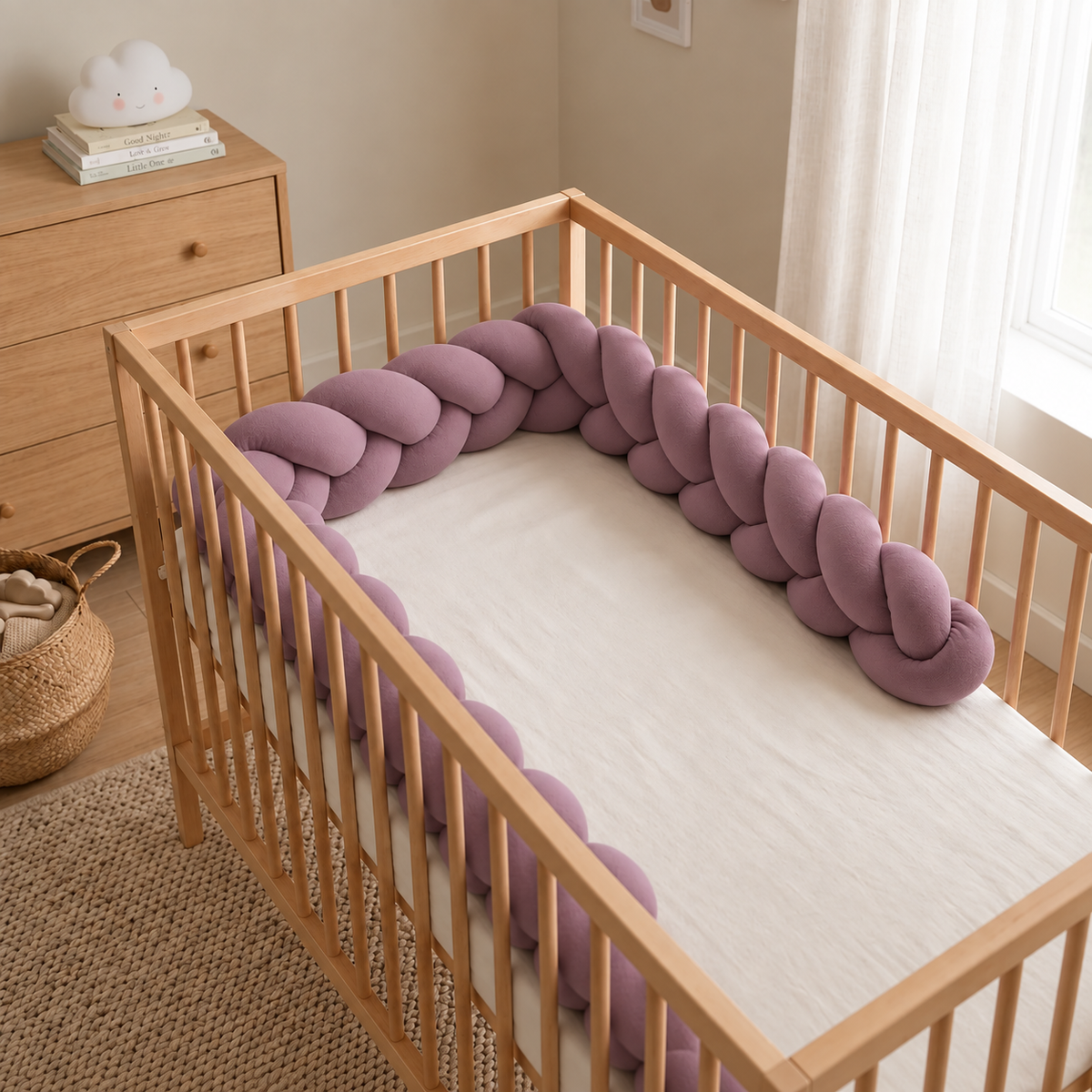 Tour de lit tressé Violet pastel