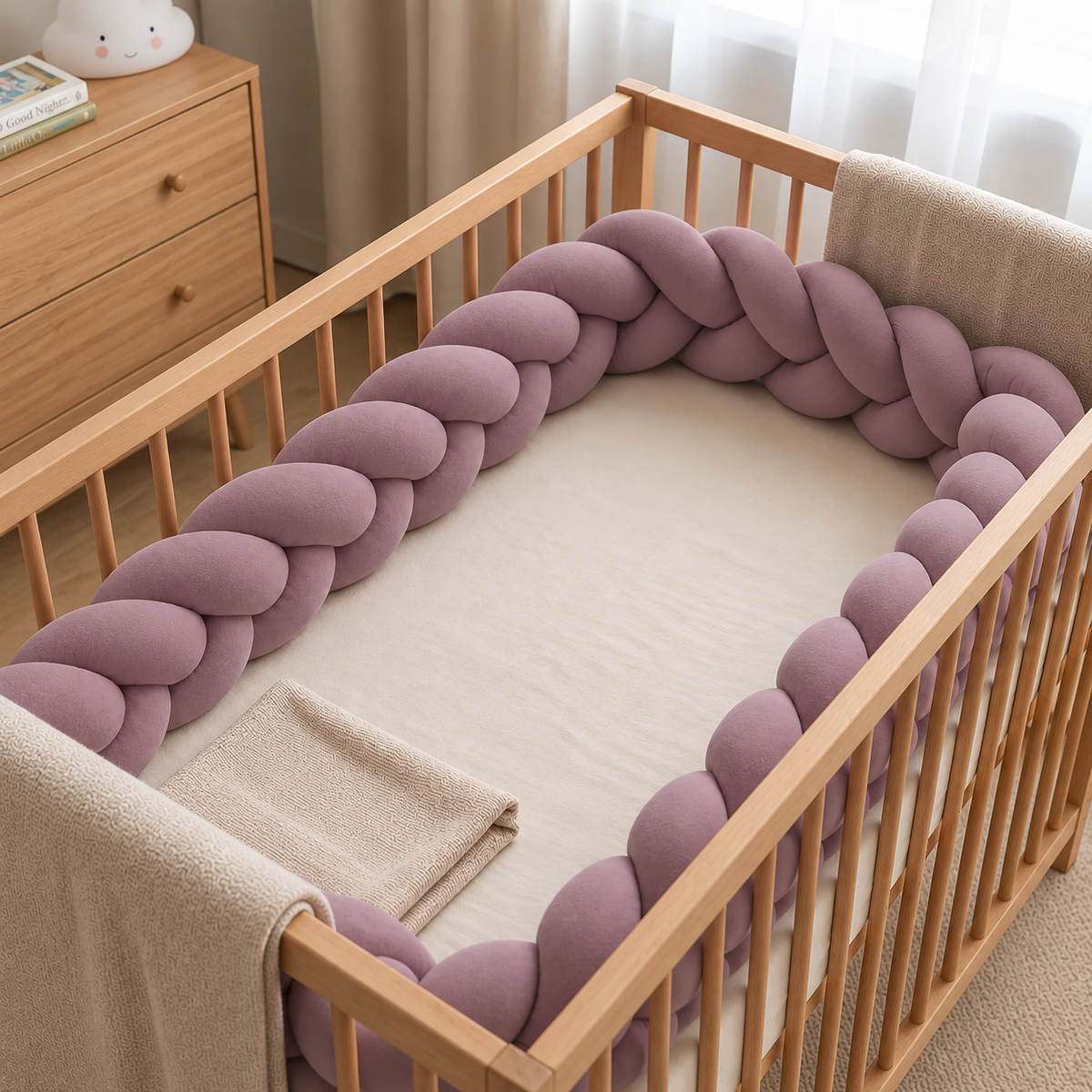Tour de lit tressé Violet pastel
