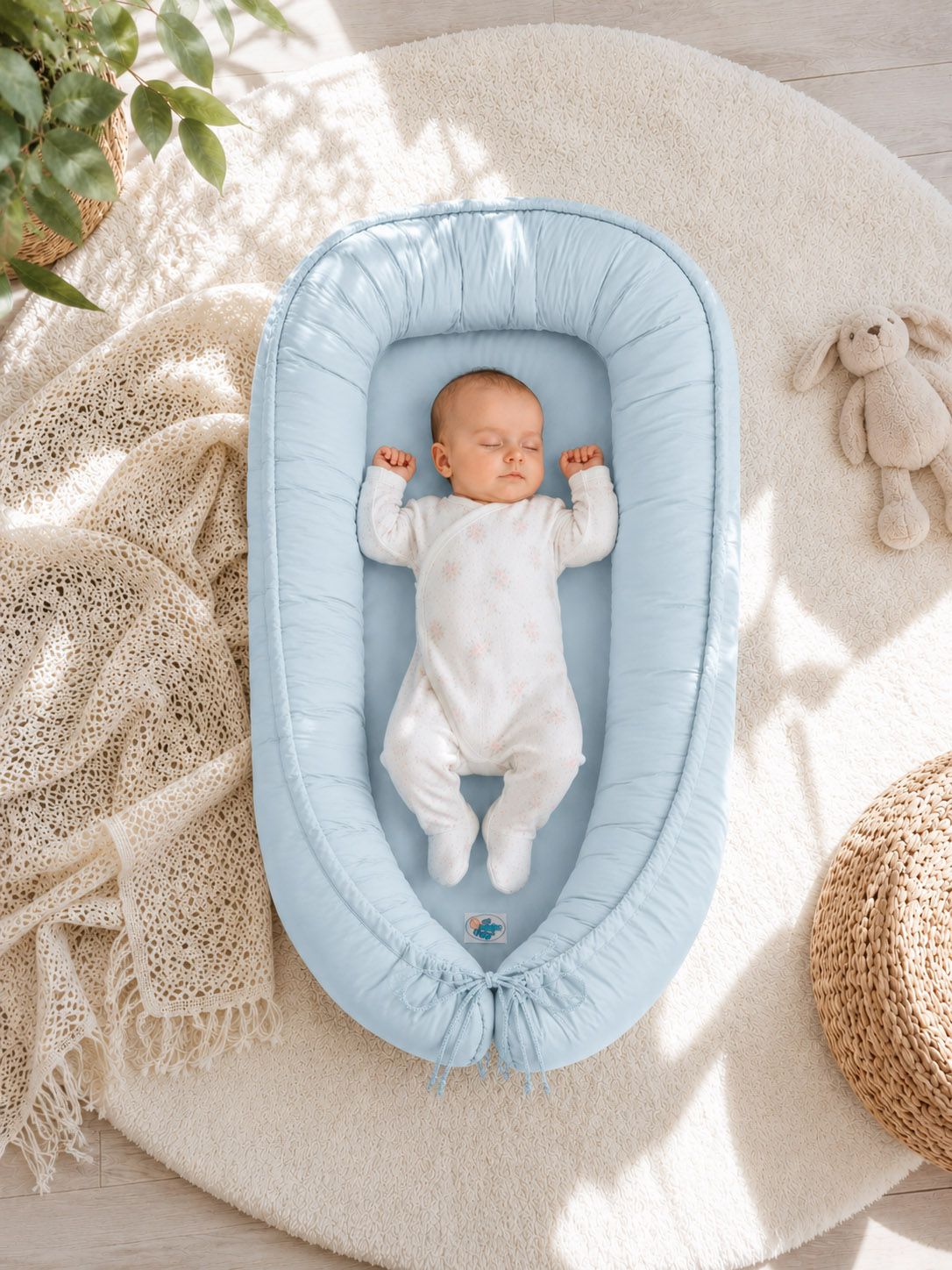 Réducteur de lit Bleu en coton