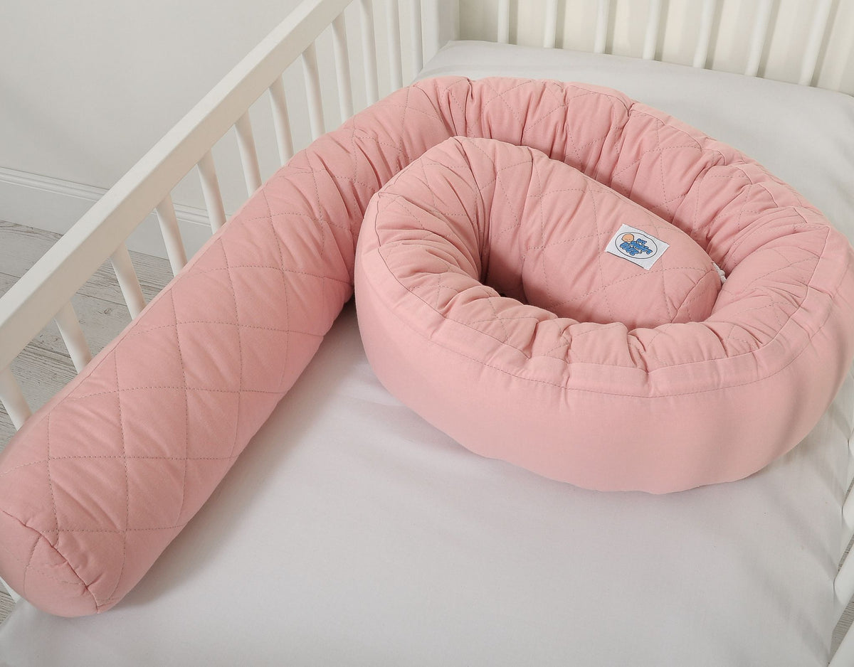 Cocon 2-en-1 nid de bebe et tour de lit serpent - Rose pastel
