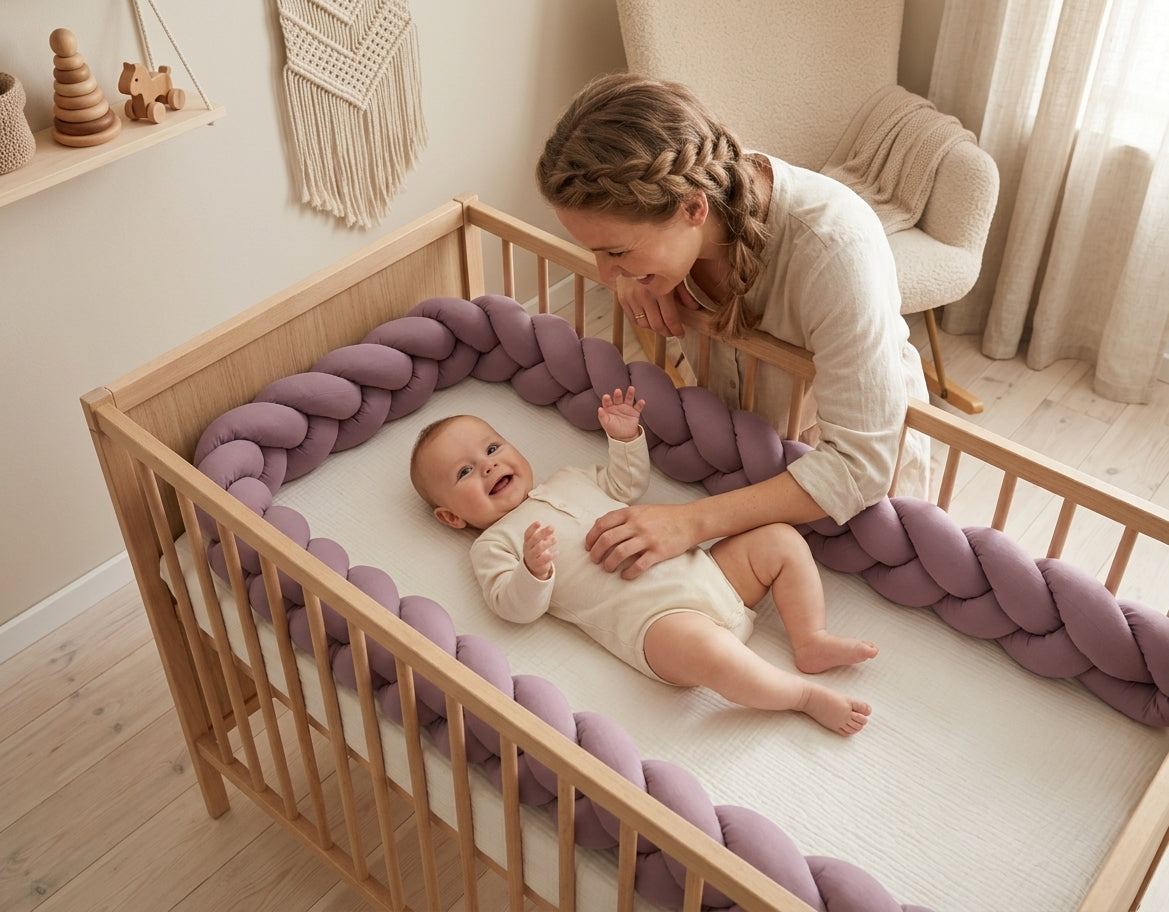 Tour de lit tresse Violet pastel